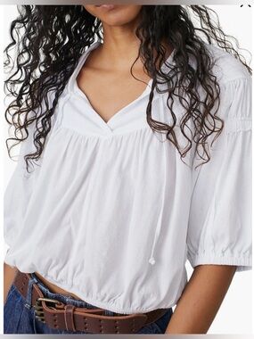 Free People No Good Alone Rib Yoke Jersey Top